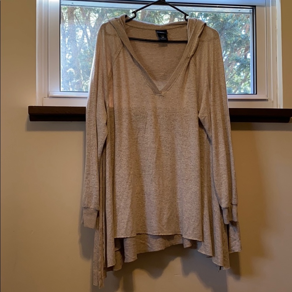 Light Brown Asymmetrical Hooded Sweater